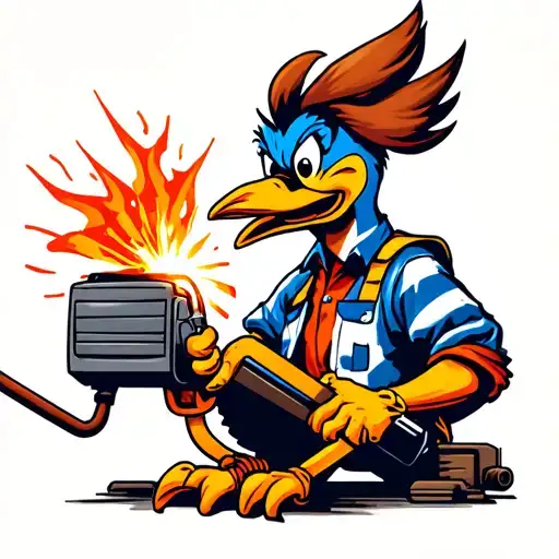 Woody Woodpecker As A Welder Working