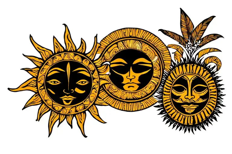 3 Polynesian Suns In A Row But All Different