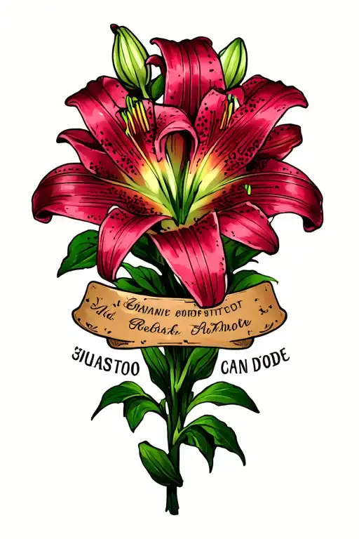 Lillies With Names Under The Flowers