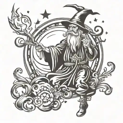 Wizard Casting A Spell Half Sleeve