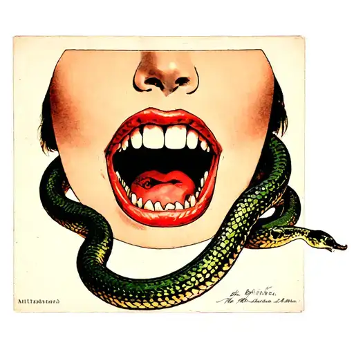 Snake With Woman Inside His Mouth