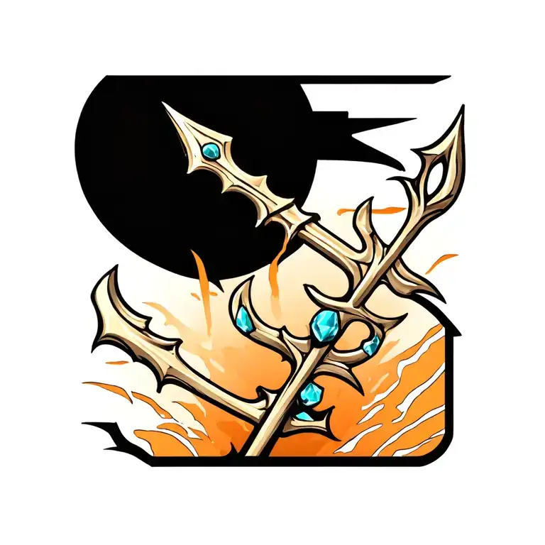 Trident With Stones In The Staff