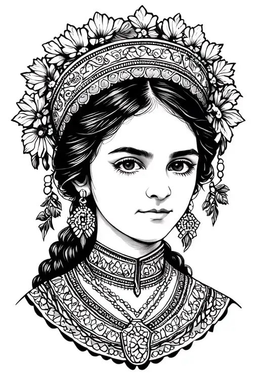 Slavic Girl In Traditional Clothing
