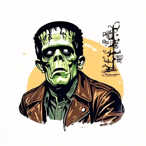 Traditional Frankenstein Wearing A Leather Jacket 1960'S Style