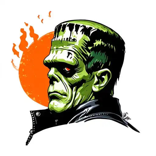 Traditional Frankenstein Wearing A Leather Jacket 1960'S Style