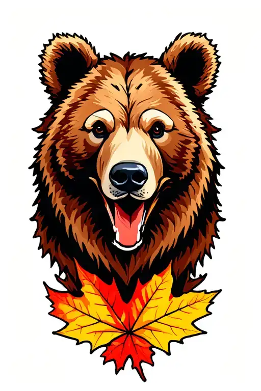 Maple Leaf Bear Head