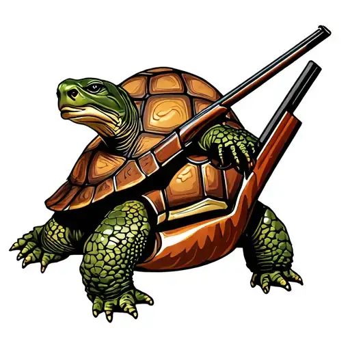 Tortoise With Hunting Rifle