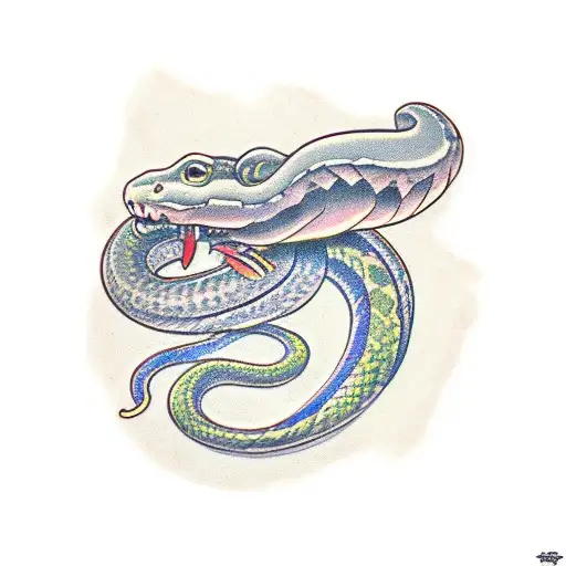 Head Of A Snake With Color