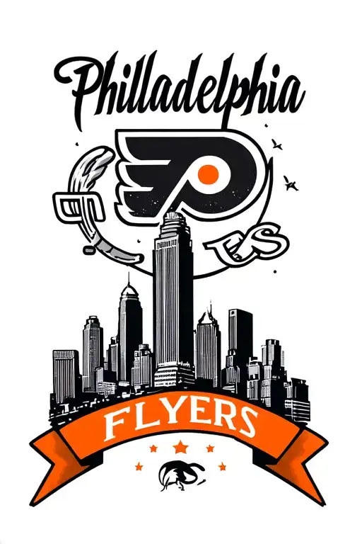 Draw Me A Tattoo With The Philadelphia Flyers Logo And Philadelphia Skyline For A Man's Calf