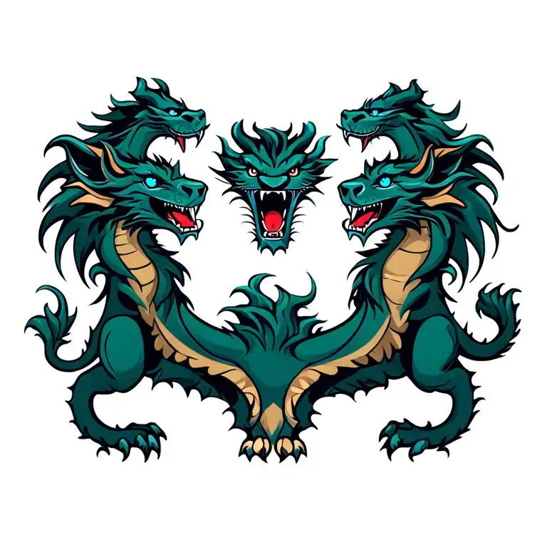 Dragon With Blue Eyes Fighting A Lion Roaring