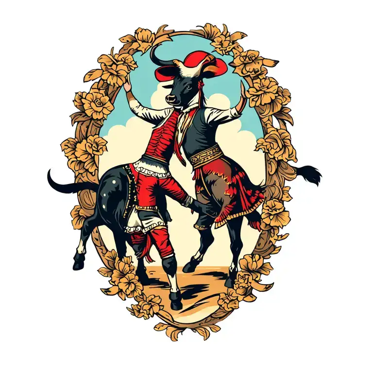 Bull And Matador Dueling