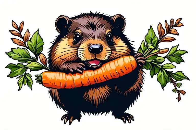Beaver Eating A Carrot