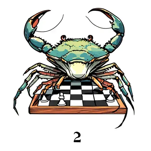 Crab Holding A Chess Board