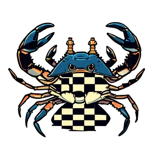 Crab Holding A Chess Board Patterns