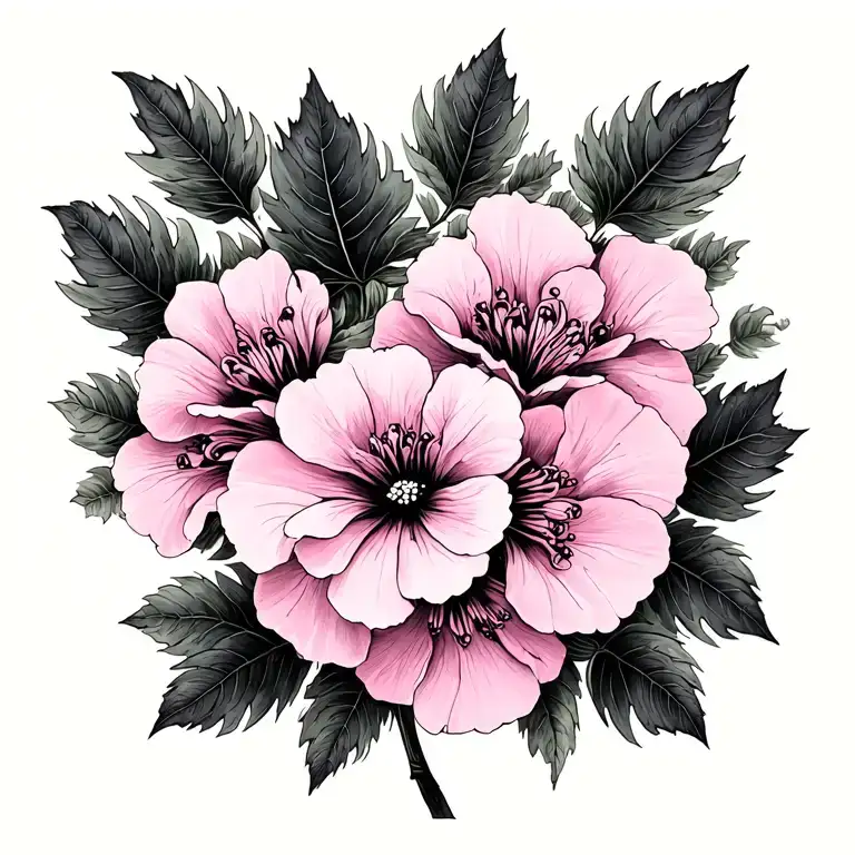 Pink Geranium Flower Large Black Leaves