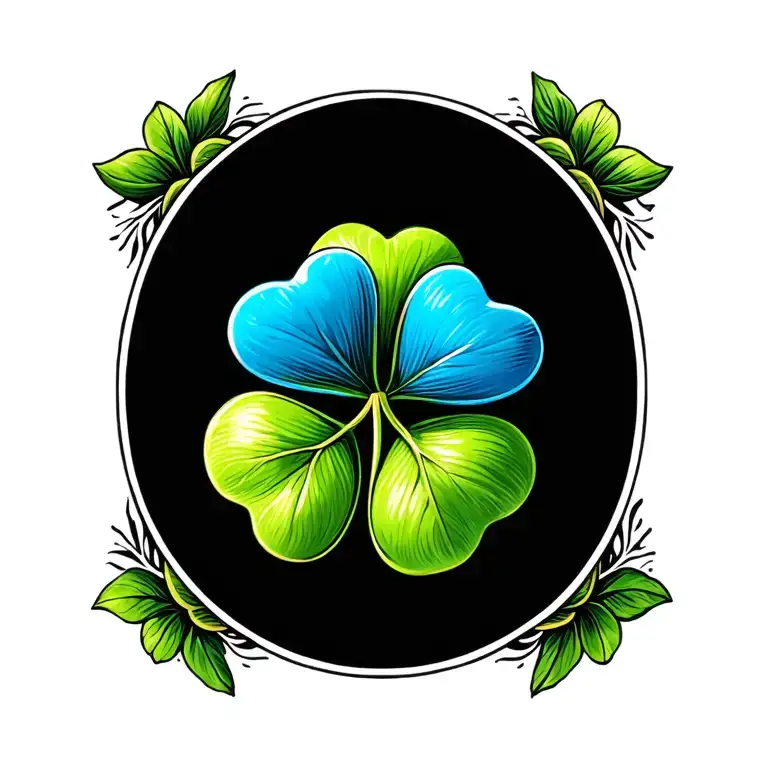 4 Leaf Clover With Blue Hearts In The Leaves