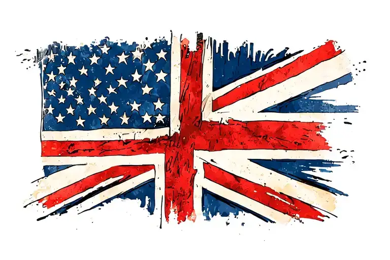 Mix Of Union Jack Flag And The United States Flag