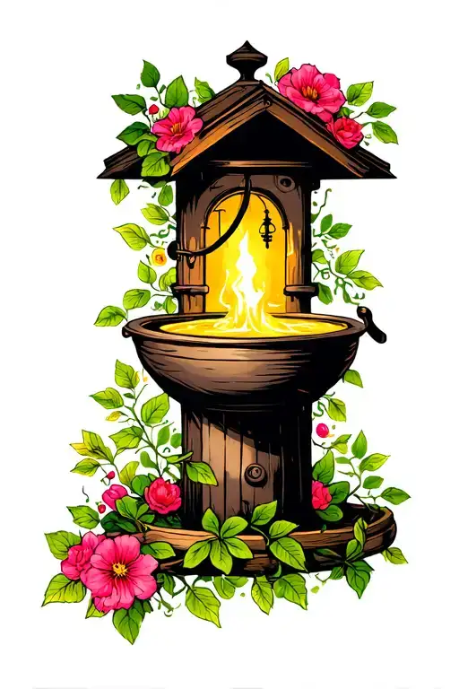 Wishing Well With Flower Vines