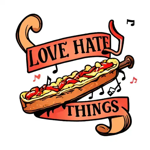 Snack Climbing A Music Note And The Words Love Hate Things Around It