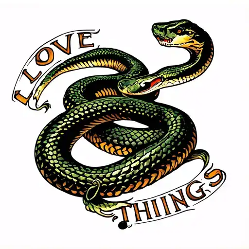 Snake Climbing A Music Note And The Words Love Hate Things Around It