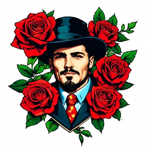 Tony With Roses Surrounded