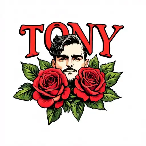 Name Tony With Roses Surrounded