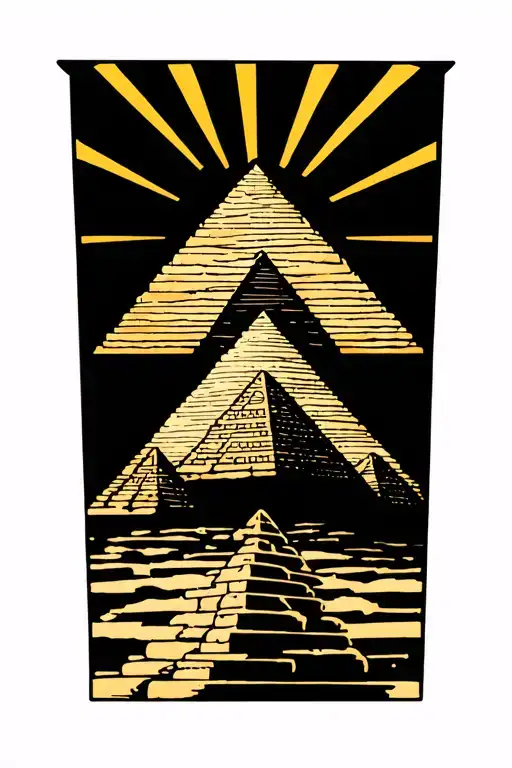 Pyramids With Beams Of Light Out The Top And Fill With Egyptian Designs