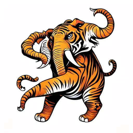 Elephant Fight Tiger