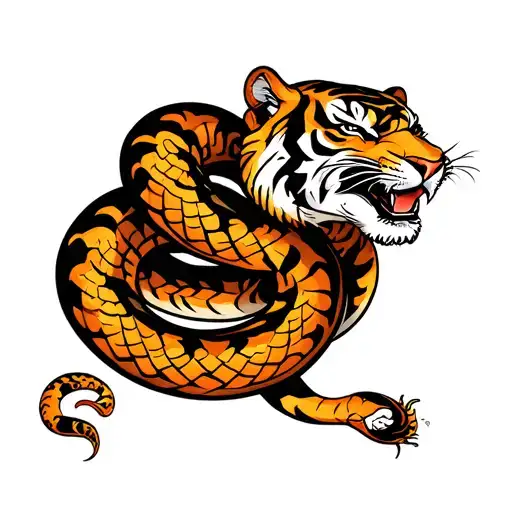 Tiger Fighting Snake
