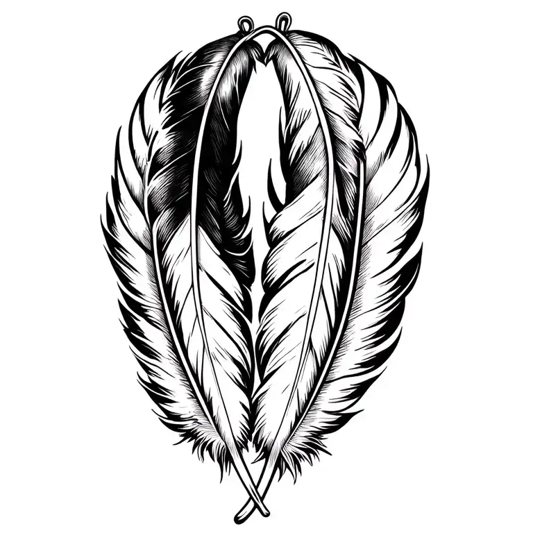 Two Feathers Hanging Pendant Hanging Off The End