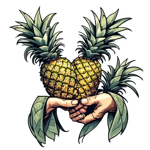 Two Pineapple Holding Hands