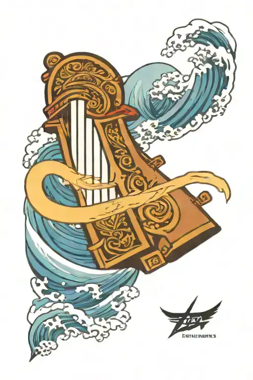 Sword In Front Of A Tsumani Wave Crashing