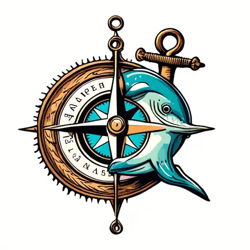 Dolphin Anchor And Compass