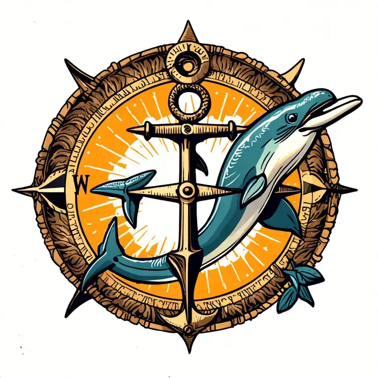 Dolphin Anchor And Compass