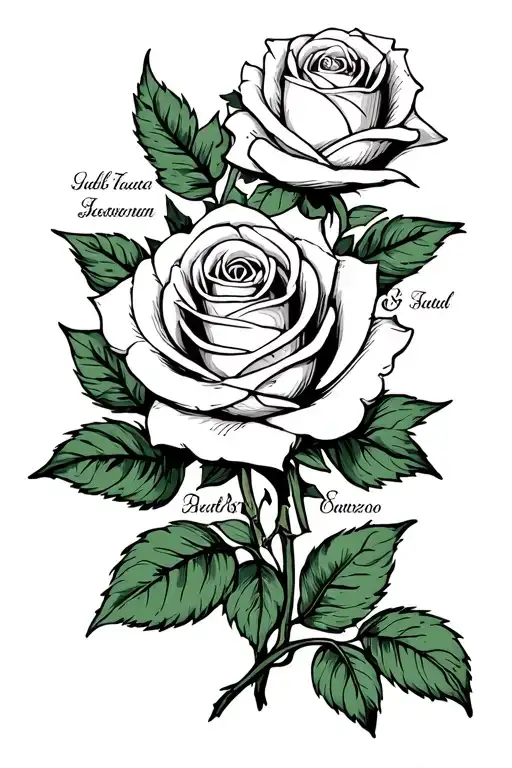 Roses With Names Incorporated Into The Design