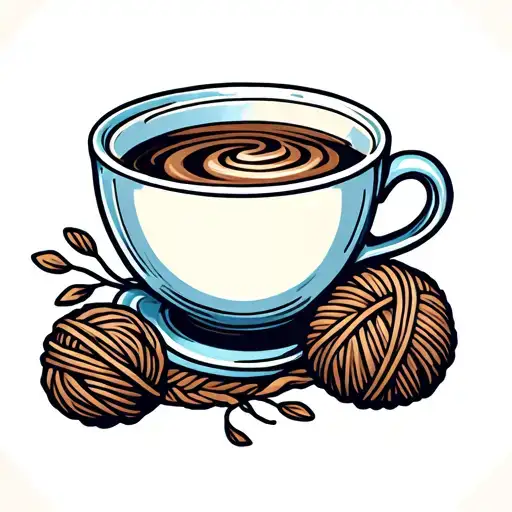 Ball Of Wool And A Coffee Cup Filled