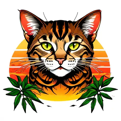 Jungle Cat At Sunset