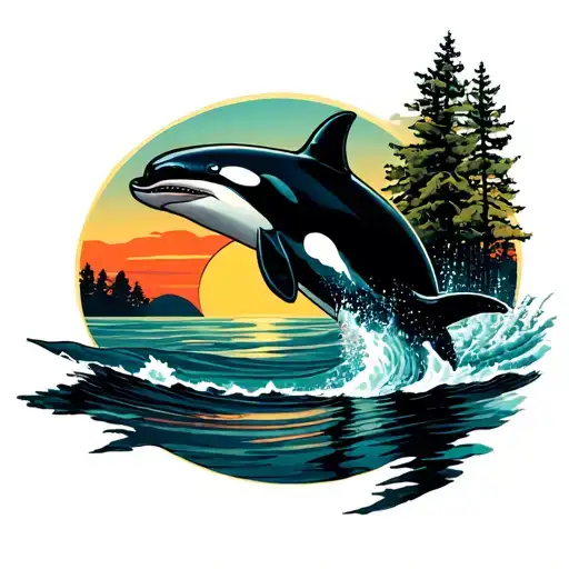 Killer Whale At Sunset