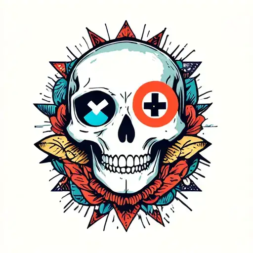 Skull With Nuclear Lsymbol On One Eye Surrounded