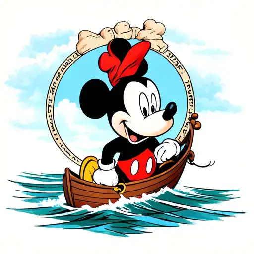 Mickey Mouse On A Boat