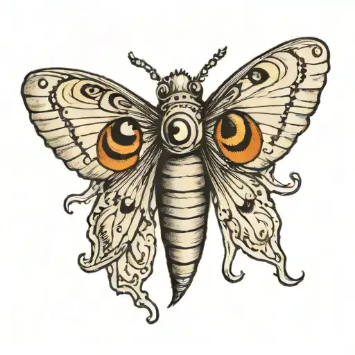 A Moth With Two Human Eyes Beside The Head