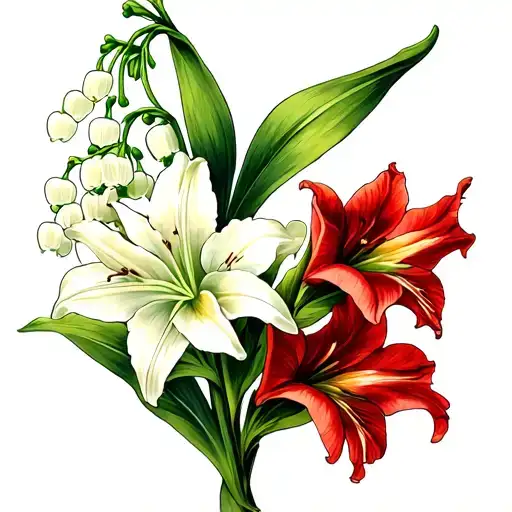 Lily Of The Valley And Gladiolus Flower Intertwined