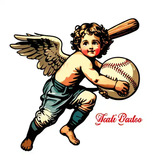 Cherub Throwing Baseball