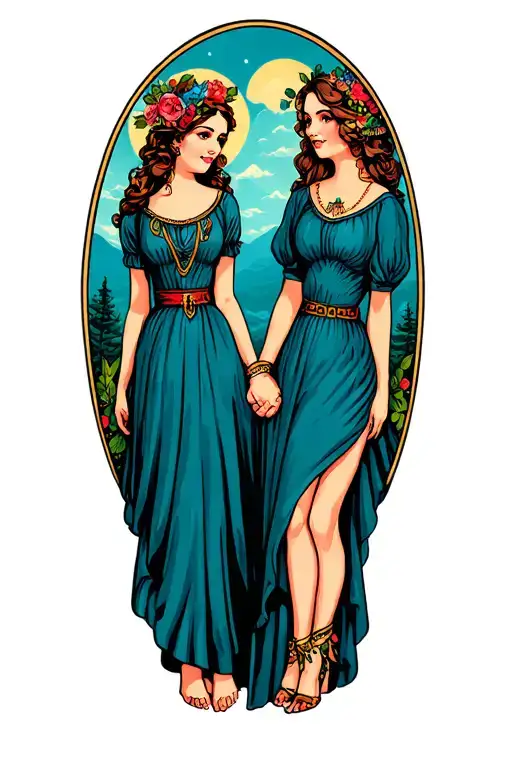 Daughters Holding Hands