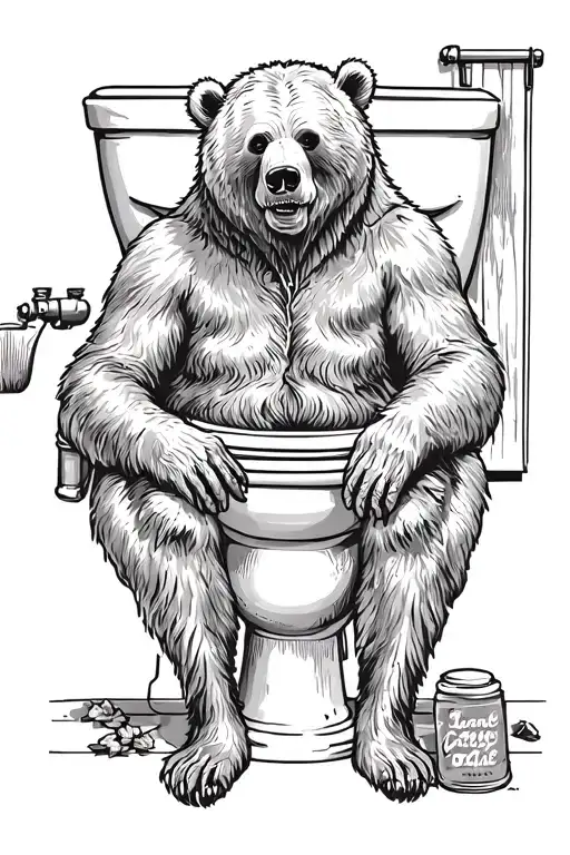 Dead Bear Sitting On The Toilet Scene