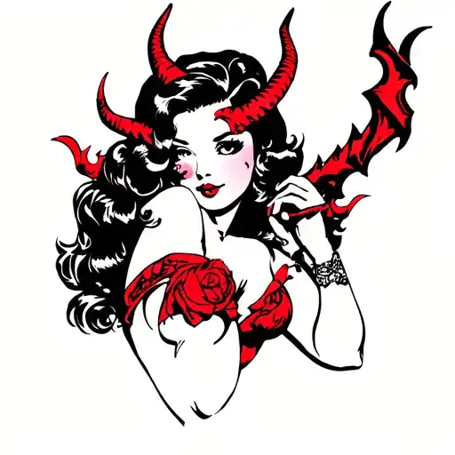 Pinup Girl As A Devil