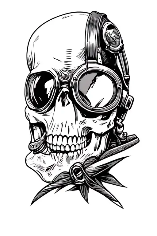 Skull Wearing Pilot's Mask