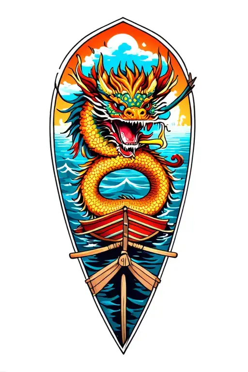 Dragon Boat Sailing Across