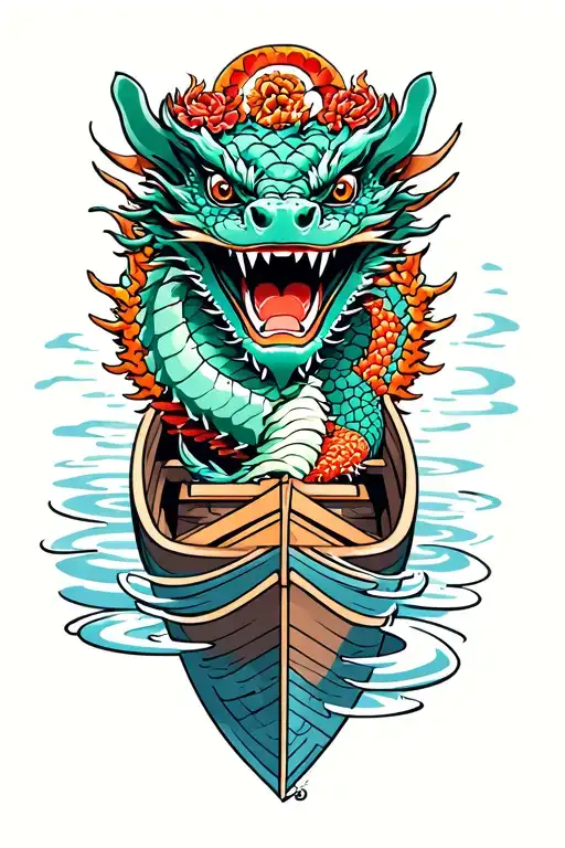 Dragon Boat Inside Representing And Laughing