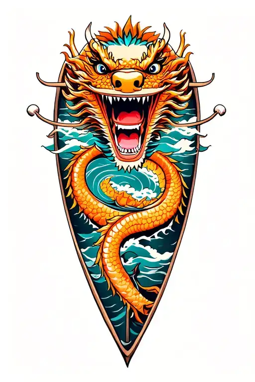Dragon Boat Inside Representing The Client's Strength And Laughing